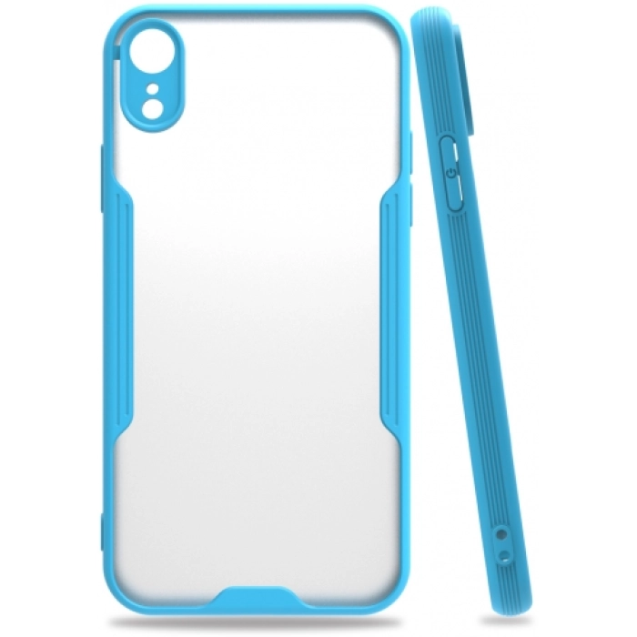 Apple iPhone Xr Kılıf Renkli Silikon Kamera Lens Korumalı Şeffaf Parfe Kapak - Mavi