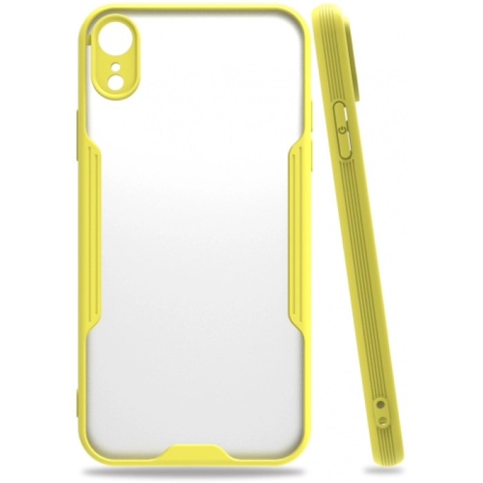 Apple iPhone Xr Kılıf Renkli Silikon Kamera Lens Korumalı Şeffaf Parfe Kapak - Sarı