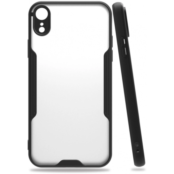 Apple iPhone Xr Kılıf Renkli Silikon Kamera Lens Korumalı Şeffaf Parfe Kapak - Siyah