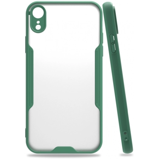 Apple iPhone Xr Kılıf Renkli Silikon Kamera Lens Korumalı Şeffaf Parfe Kapak - Yeşil
