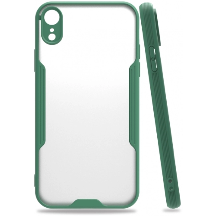 Apple iPhone Xr Kılıf Renkli Silikon Kamera Lens Korumalı Şeffaf Parfe Kapak - Yeşil