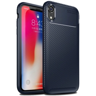 Apple iPhone Xr Kılıf Silikon Parmak İzi Bırakmayan Karbon Soft Negro Kapak - Lacivert