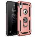 Apple iPhone Xr Kılıf Silikon Zırhlı Standlı Yüzüklü Mıknatıslı Tank Kapak - Rose Gold