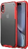 Apple iPhone Xr Kılıf Volks Serisi Kenarları Silikon Arkası Şeffaf Sert Kapak - Kırmızı