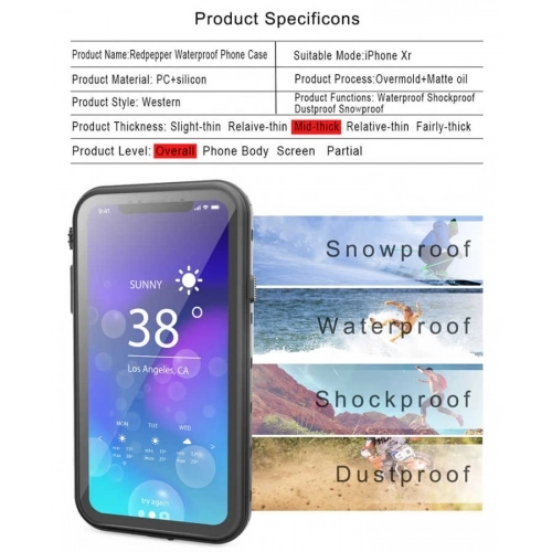 Apple iPhone XR Kılıf Zore 1-1 Su Geçirmez Kılıf - Siyah