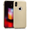 Apple iPhone Xs Kılıf İnce Soft Mat Renkli Esnek Silikon Kapak - Gold