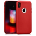 Apple iPhone Xs Kılıf İnce Soft Mat Renkli Esnek Silikon Kapak - Kırmızı