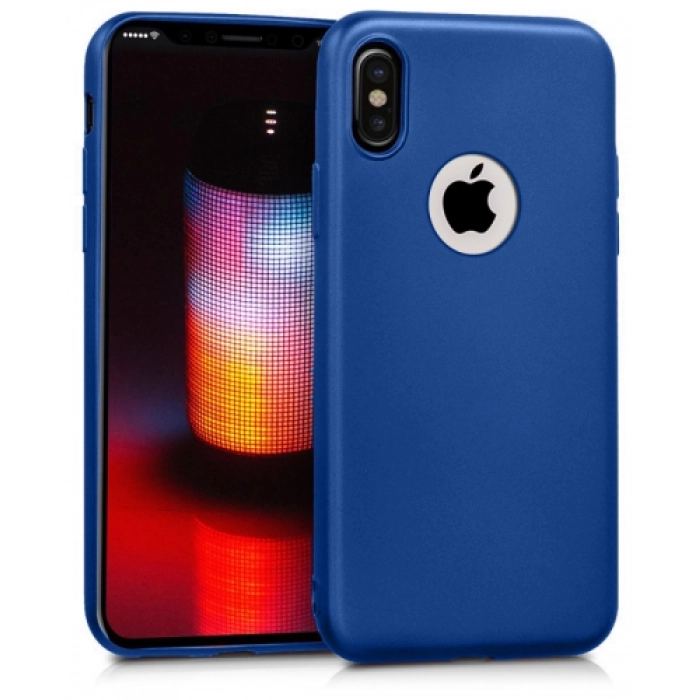 Apple iPhone Xs Kılıf İnce Soft Mat Renkli Esnek Silikon Kapak - Mavi