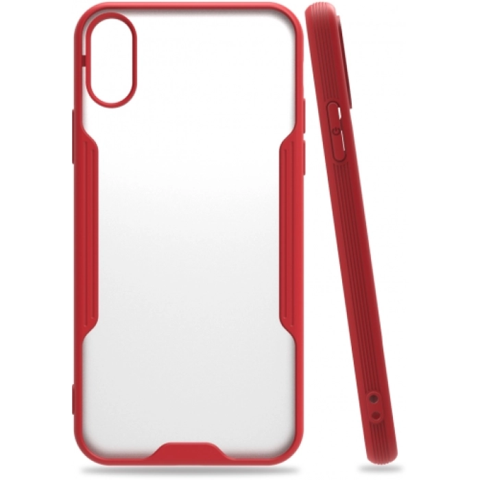 Apple iPhone Xs Kılıf Renkli Silikon Kamera Lens Korumalı Şeffaf Parfe Kapak - Kırmızı