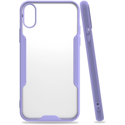 Apple iPhone Xs Kılıf Renkli Silikon Kamera Lens Korumalı Şeffaf Parfe Kapak - Lila
