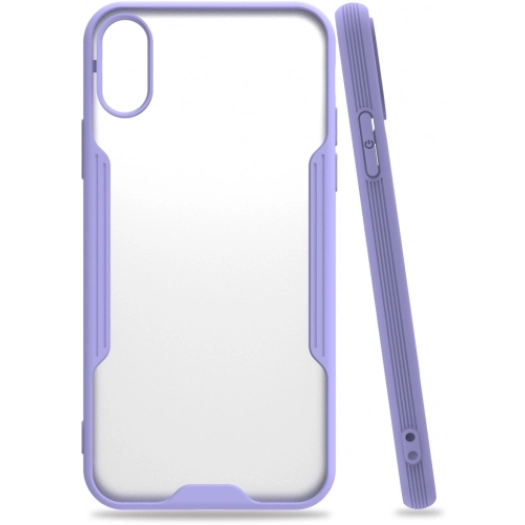 Apple iPhone Xs Kılıf Renkli Silikon Kamera Lens Korumalı Şeffaf Parfe Kapak - Lila