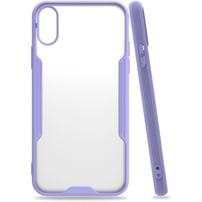 Apple iPhone Xs Kılıf Renkli Silikon Kamera Lens Korumalı Şeffaf Parfe Kapak - Lila