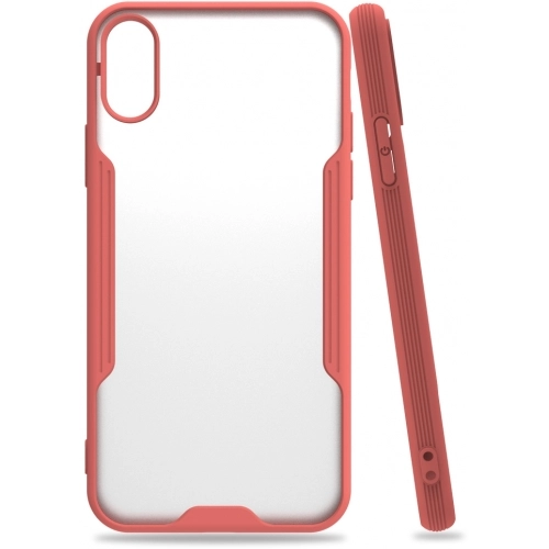 Apple iPhone Xs Kılıf Renkli Silikon Kamera Lens Korumalı Şeffaf Parfe Kapak - Pembe