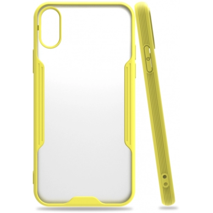 Apple iPhone Xs Kılıf Renkli Silikon Kamera Lens Korumalı Şeffaf Parfe Kapak - Sarı