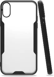 Apple iPhone Xs Kılıf Kamera Lens Korumalı Arkası Şeffaf Silikon Kapak - Siyah