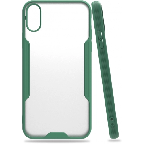 Apple iPhone Xs Kılıf Renkli Silikon Kamera Lens Korumalı Şeffaf Parfe Kapak - Yeşil
