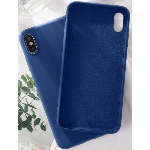 Apple iPhone Xs Kılıf Liquid Serisi İçi Kadife İnci Esnek Silikon Kapak - Lacivert