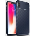 Apple iPhone Xs Kılıf Silikon Parmak İzi Bırakmayan Karbon Soft Negro Kapak - Lacivert