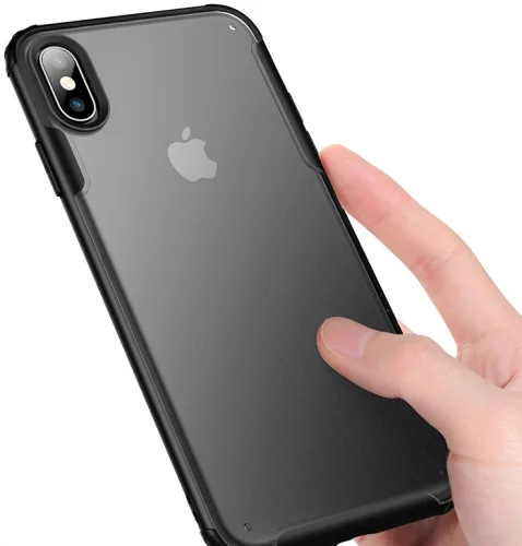 Apple iPhone Xs Kılıf Volks Serisi Kenarları Silikon Arkası Şeffaf Sert Kapak - Kırmızı