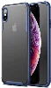 Apple iPhone Xs Kılıf Volks Serisi Kenarları Silikon Arkası Şeffaf Sert Kapak - Lacivert