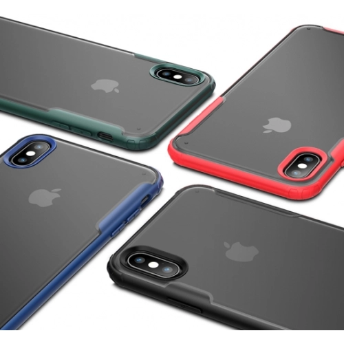 Apple iPhone Xs Kılıf Volks Serisi Kenarları Silikon Arkası Şeffaf Sert Kapak - Lacivert