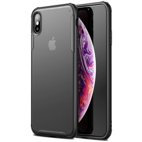 Apple iPhone Xs Kılıf Volks Serisi Kenarları Silikon Arkası Şeffaf Sert Kapak - Siyah