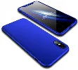 Apple iPhone Xs Max Kılıf 3 Parçalı 360 Tam Korumalı Rubber AYS Kapak  - Mavi
