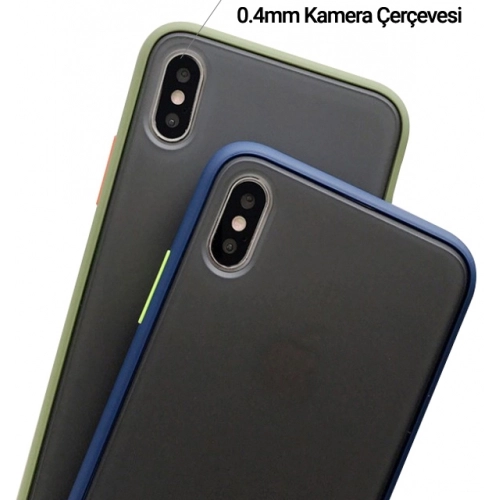 Apple iPhone Xs Max Kılıf Exlusive Arkası Mat Tam Koruma Darbe Emici - Lacivert