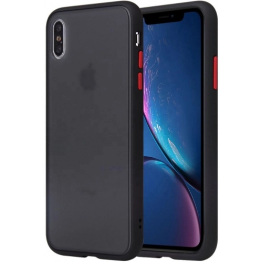 Apple iPhone Xs Max Kılıf Exlusive Arkası Mat Tam Koruma Darbe Emici - Siyah