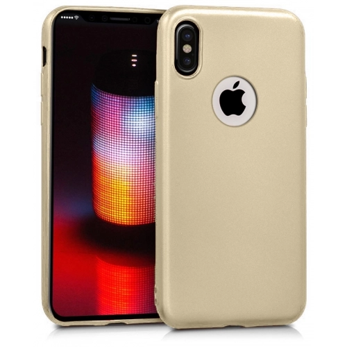 Apple iPhone Xs Max Kılıf İnce Soft Mat Renkli Esnek Silikon Kapak - Gold
