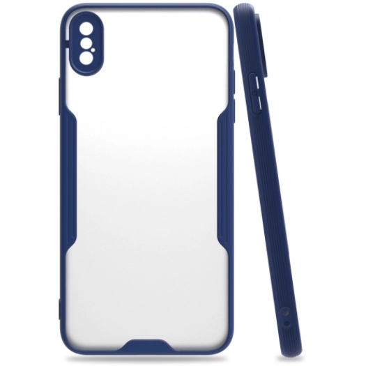 Apple iPhone Xs Max Kılıf Renkli Silikon Kamera Lens Korumalı Şeffaf Parfe Kapak - Lacivert