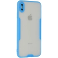Apple iPhone Xs Max Kılıf Renkli Silikon Kamera Lens Korumalı Şeffaf Parfe Kapak - Mavi
