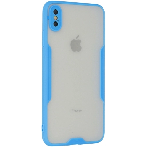 Apple iPhone Xs Max Kılıf Renkli Silikon Kamera Lens Korumalı Şeffaf Parfe Kapak - Mavi