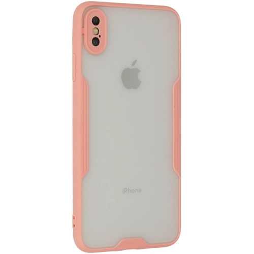 Apple iPhone Xs Max Kılıf Renkli Silikon Kamera Lens Korumalı Şeffaf Parfe Kapak - Pembe