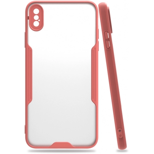 Apple iPhone Xs Max Kılıf Renkli Silikon Kamera Lens Korumalı Şeffaf Parfe Kapak - Pembe
