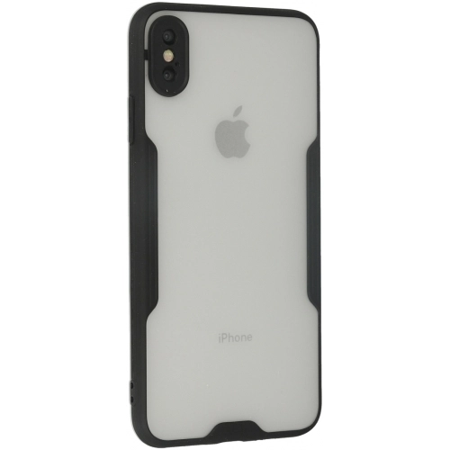 Apple iPhone Xs Max Kılıf Renkli Silikon Kamera Lens Korumalı Şeffaf Parfe Kapak - Siyah