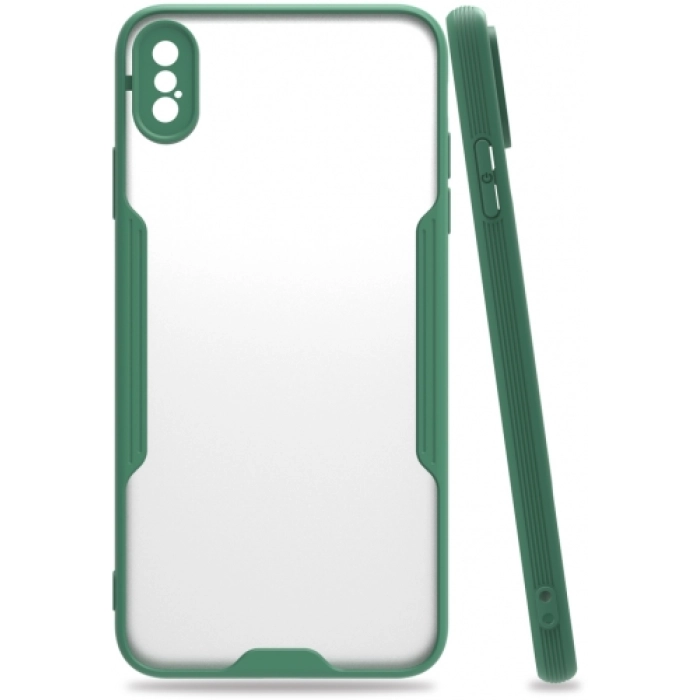 Apple iPhone Xs Max Kılıf Renkli Silikon Kamera Lens Korumalı Şeffaf Parfe Kapak - Yeşil