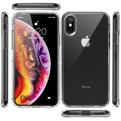 Apple iPhone Xs Max Kılıf Korumalı Kenarları Silikon Arkası Sert Coss Kapak  - Şeffaf