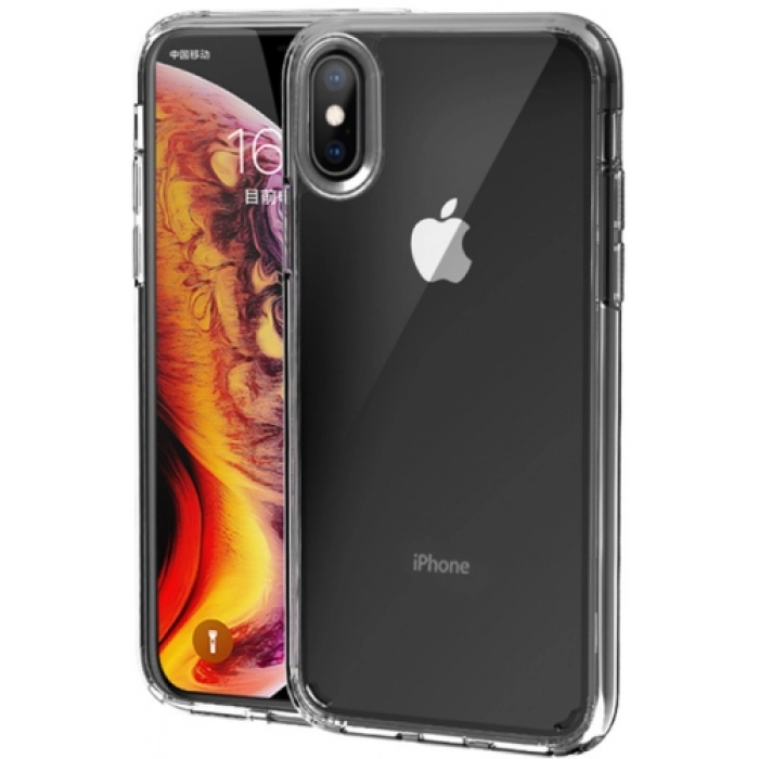 Apple iPhone Xs Max Kılıf Korumalı Kenarları Silikon Arkası Sert Coss Kapak  - Şeffaf