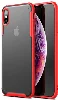 Apple iPhone Xs Max Kılıf Volks Serisi Kenarları Silikon Arkası Şeffaf Sert Kapak - Kırmızı