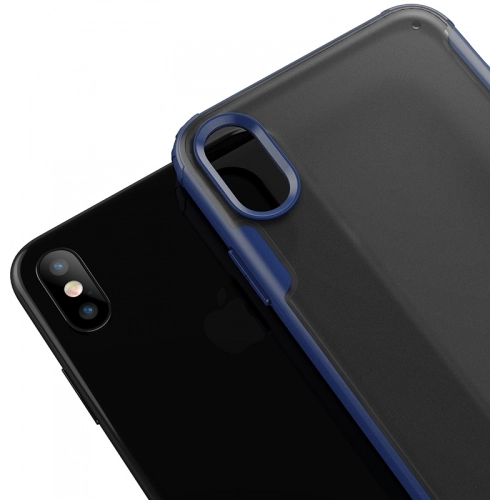 Apple iPhone Xs Max Kılıf Volks Serisi Kenarları Silikon Arkası Şeffaf Sert Kapak - Kırmızı