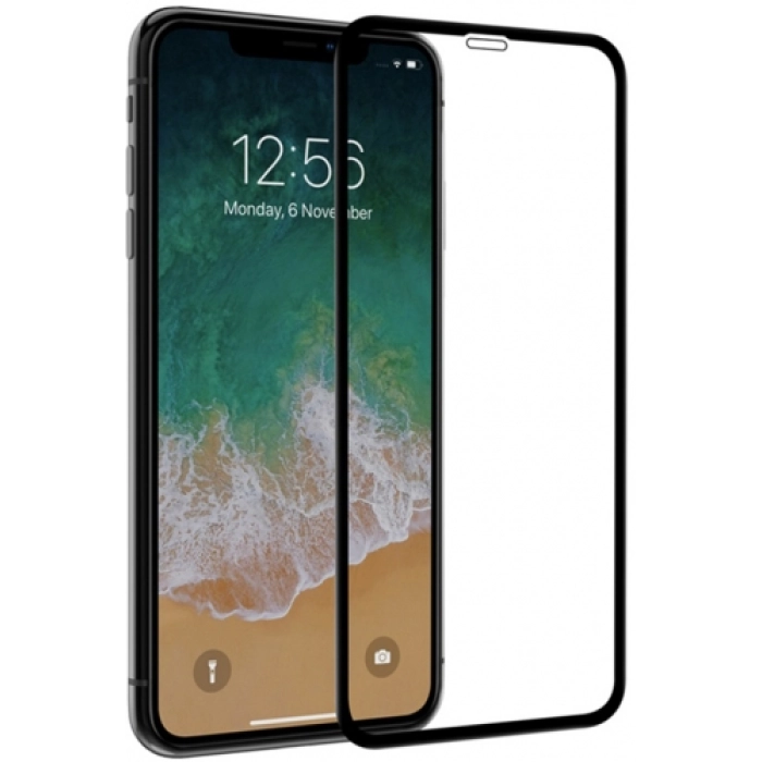 Apple iPhone Xs Max Kırılmaz Cam Tam Kaplayan EKS Glass Ekran Koruyucu - Siyah