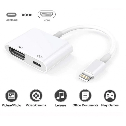 Apple Lightning Dijital AV Adaptörü iPhone iPad HDMI TypeC Çevirici - Beyaz