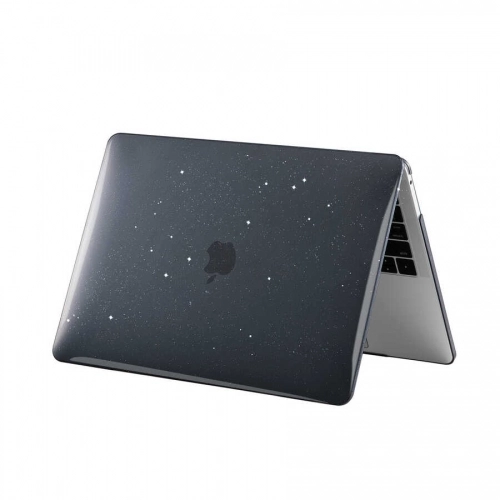 Apple Macbook 13.3 Pro M2 2022 Koruyucu MSoft Allstar Yaldızlı Kristal Kapak - Siyah