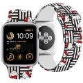 Apple Watch 38mm Hello Kitty Orjinal Lisanslı Çizgiler & Kitty Silikon Kordon - Siyah