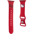 Apple Watch 38mm Hello Kitty Orjinal Lisanslı Yazı Logolu Fiyonk & Kitty Head Silikon Kordon - Pembe