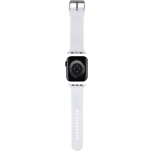 Apple Watch 38mm Karl Lagerfeld Orjinal Lisanslı İkonik Karl & Choupette Logolu Silikon Kordon - Beyaz