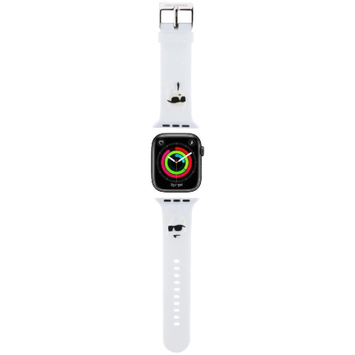 Apple Watch 38mm Karl Lagerfeld Orjinal Lisanslı İkonik Karl & Choupette Logolu Silikon Kordon - Beyaz