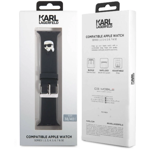Apple Watch 38mm Karl Lagerfeld Orjinal Lisanslı İkonik Karl Head Logolu Silikon Kordon - Beyaz