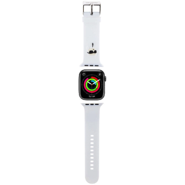 Apple Watch 38mm Karl Lagerfeld Orjinal Lisanslı İkonik Karl Head Logolu Silikon Kordon - Beyaz